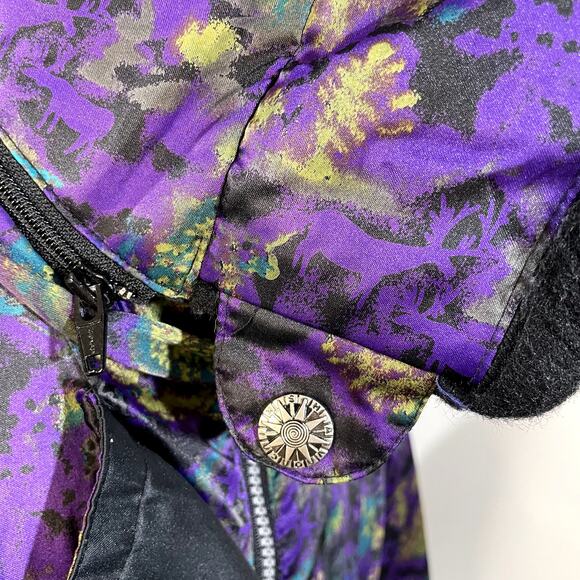 Havoc Size 12 Vintage 80s Ski Jacket Satin Psychedelic Deer Horse Print Winter - Picture 6 of 16